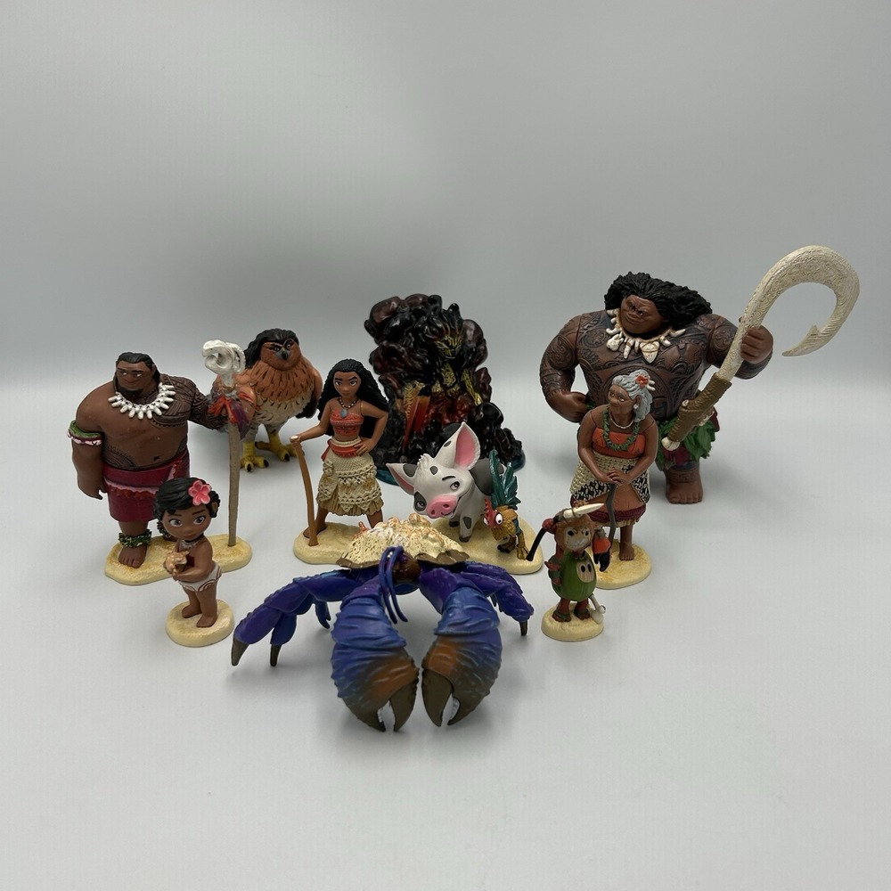Disney Moana Deluxe Figures 10 Pieces Set Cake Toppers Figurines Birthday Set